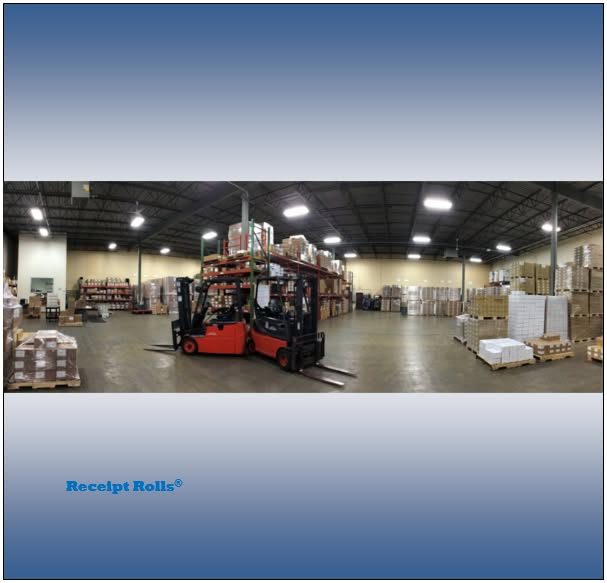 Forklift in the Paper Roll Products warehouse